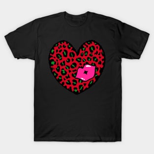 Leopard Heart Kiss, Cheetah Heart, Kiss T-Shirt